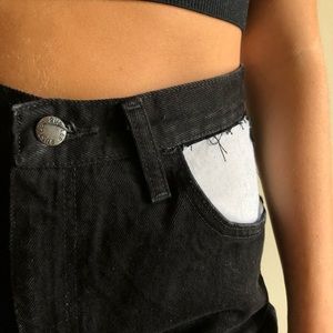 High waisted black denim